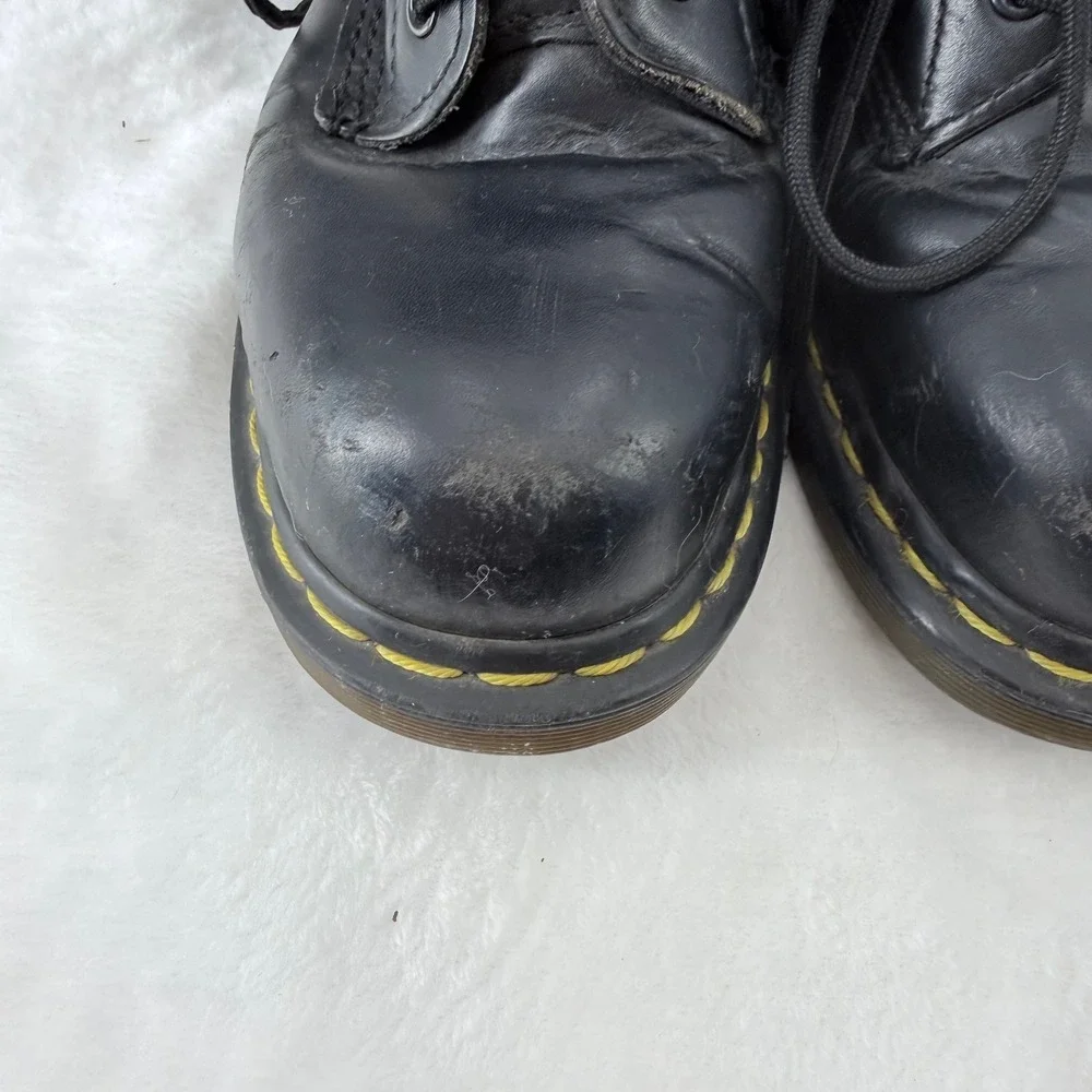 Dr Martens 1490 Black Leather 14 Eye Hole Combat Boots US Men 7 Women‎ 8 UK 6